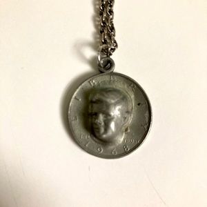 Half Dollar Coin JFK Necklace Silver